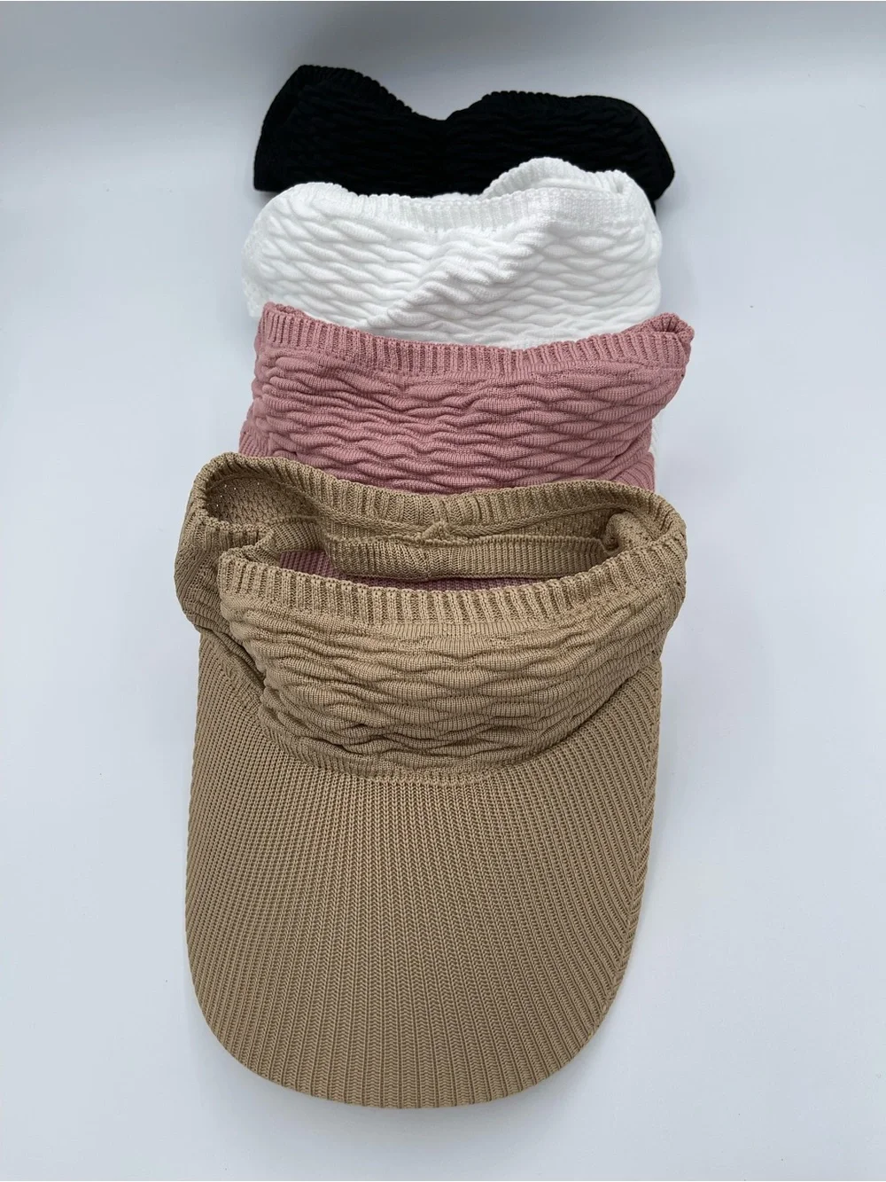 Women’s Visors Set of 4 Black,Nude,White and Soft Pink